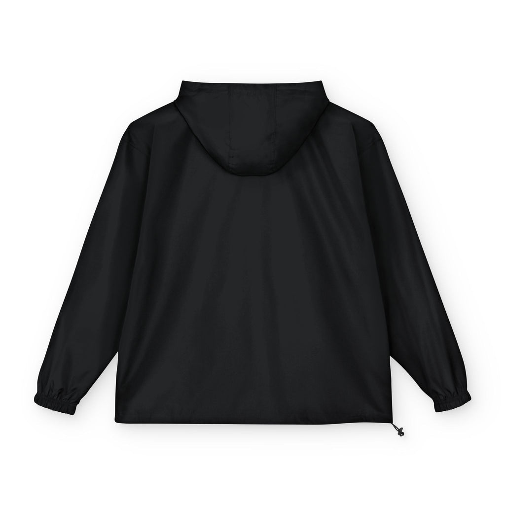 Packable Anorak Jacket — Black Champion Windbreaker with Subtle Chest Graphic